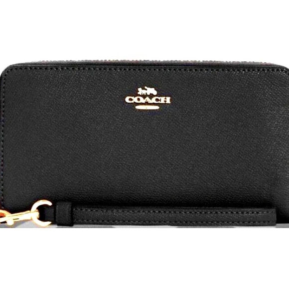 BRAND NEW COACH LONG ZIP AROUND CROSSGRAIN LEATHER WRISTLET/ WALLET WITH STRAP - Picture 8 of 9
